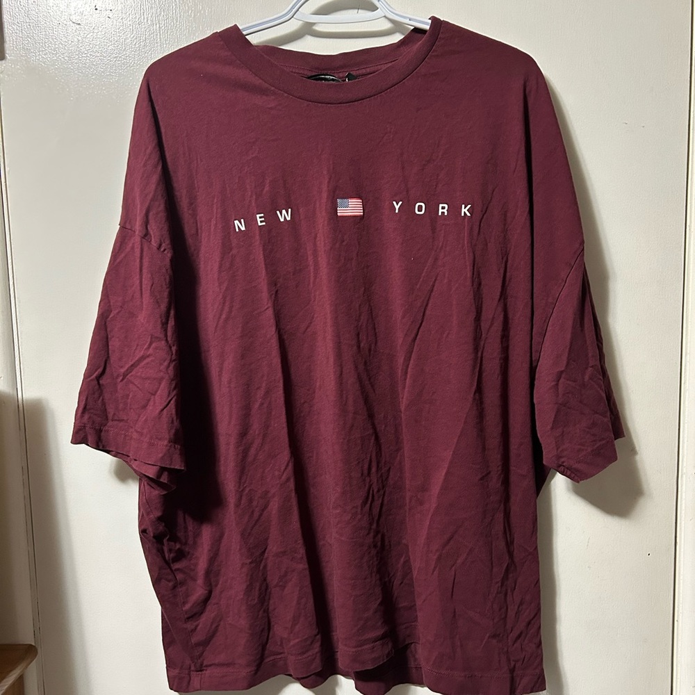 ASOS Burgundy New York Short Sleeve Tee